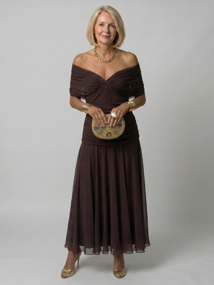 Verenaluxe™ | Off Shoulder Flow Midi Dress