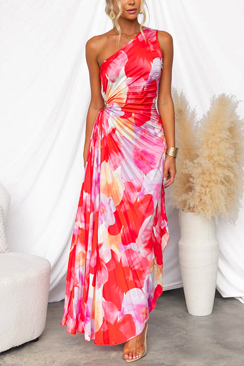 Verenaluxe™ | Pleated One-Shoulder Dress