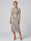 Astra | Short Sleeve Abstract Pattern Midi Dress