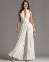 Zakira | Pleated Halter Neck Wide Leg Jumpsuit