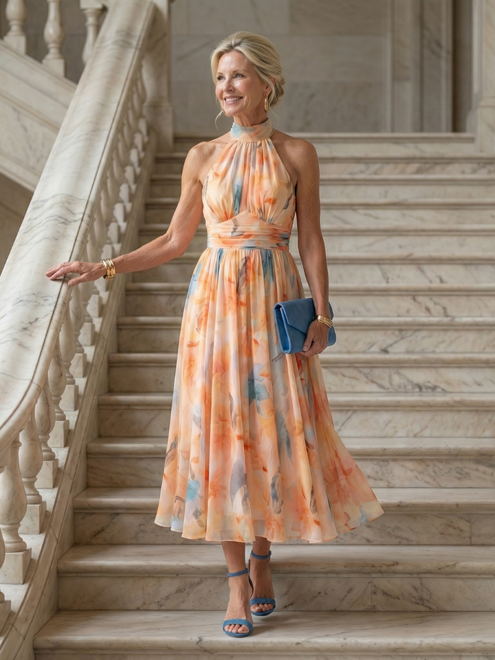 Verenaluxe™ | Soft Halter Midi Dress