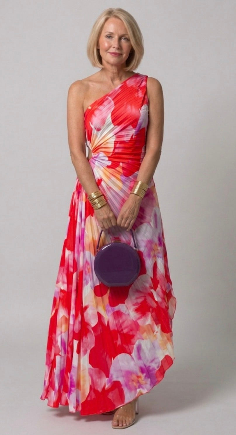 Verenaluxe™ | Pleated One-Shoulder Dress