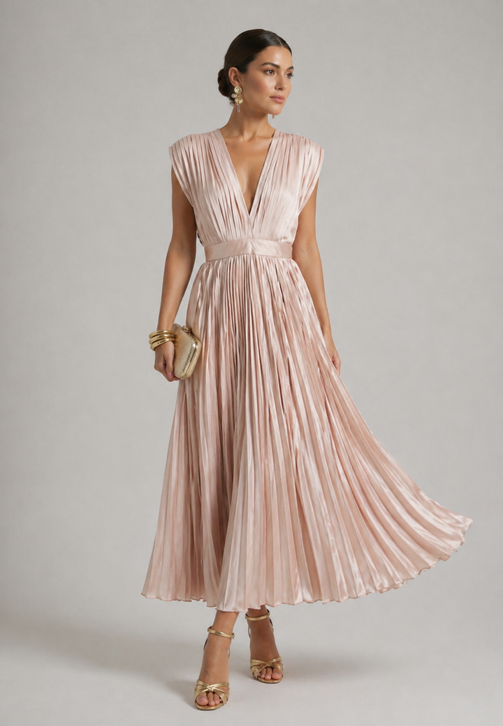 Verenaluxe™ | Timeless Pleated Midi Dress