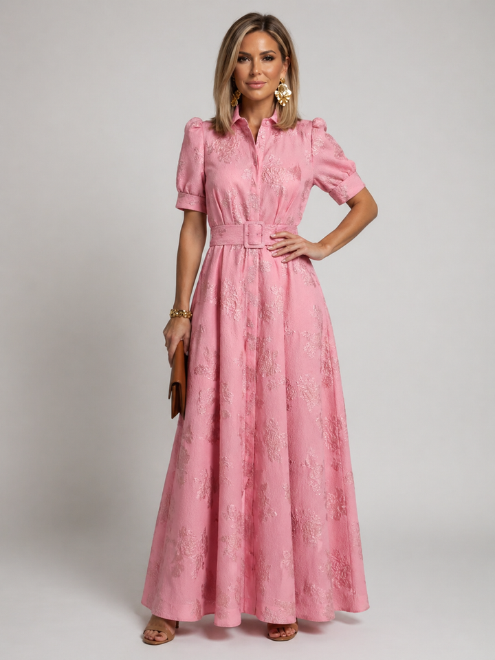 Verenaluxe™ | Belted Floral Maxi Dress