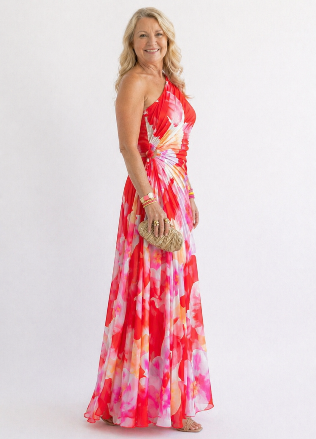Verenaluxe™ | Pleated One-Shoulder Dress