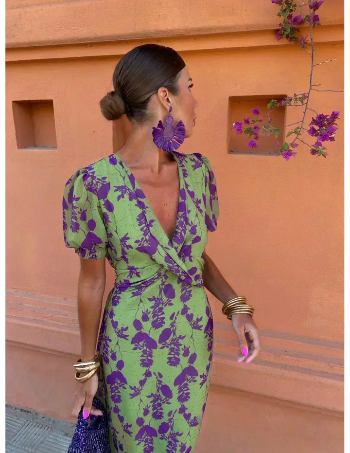 Lucinda - Boho Floral Pleated Summer Maxi Dress