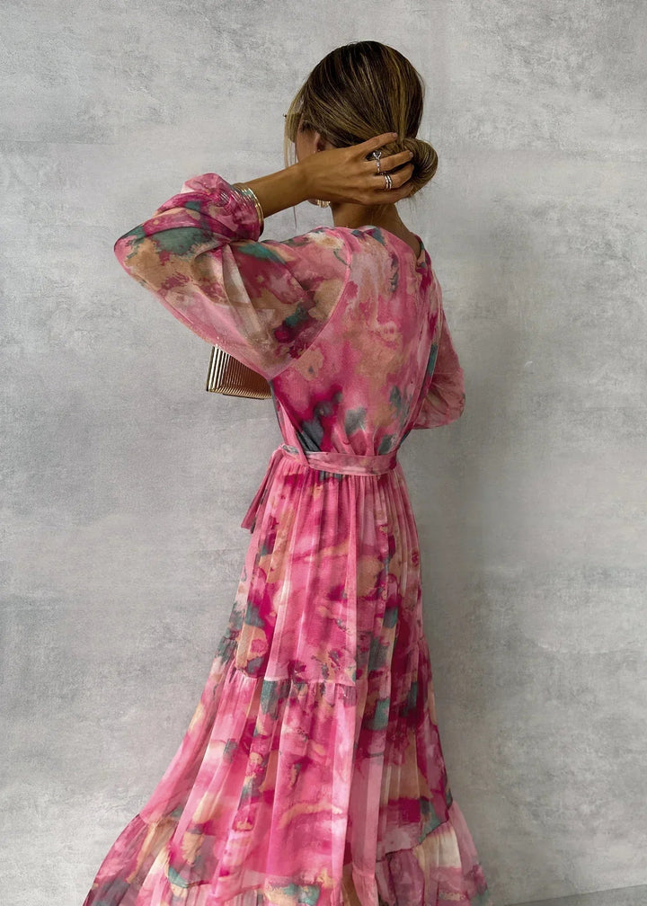Verenaluxe™ | Wrap Dress with Floral Print