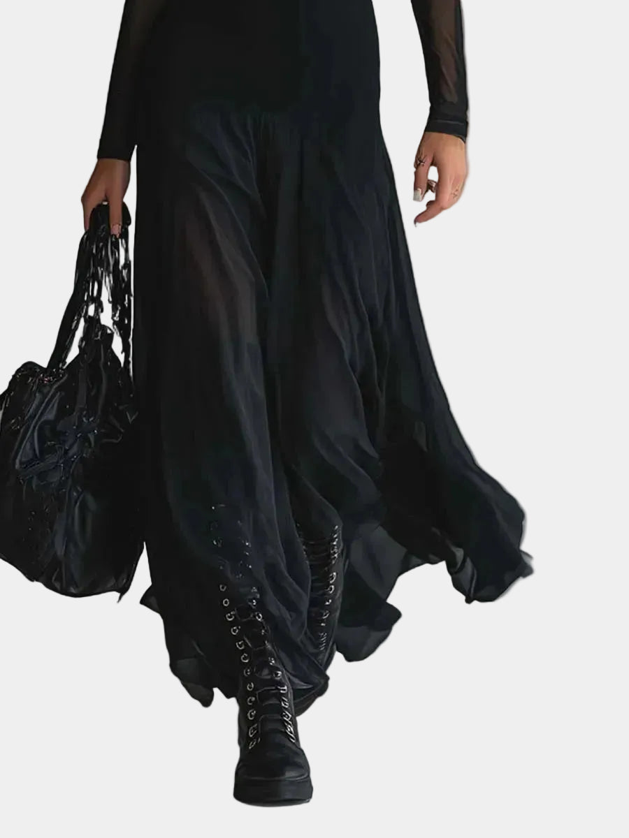 Noir Whisper Maxi Dress