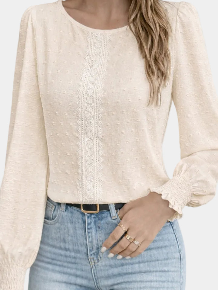 Textured Balloon-Sleeve Blouse