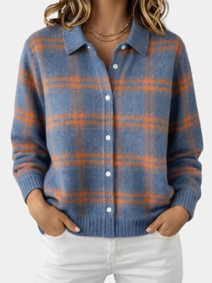 Elodie Plaid Knit Cardigan