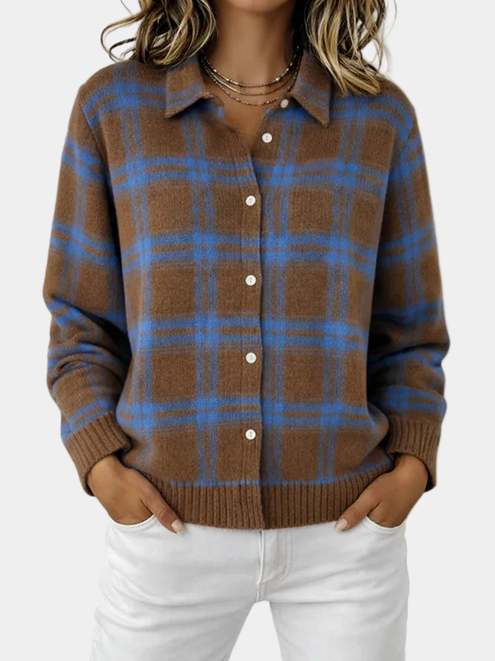 Elodie Plaid Knit Cardigan