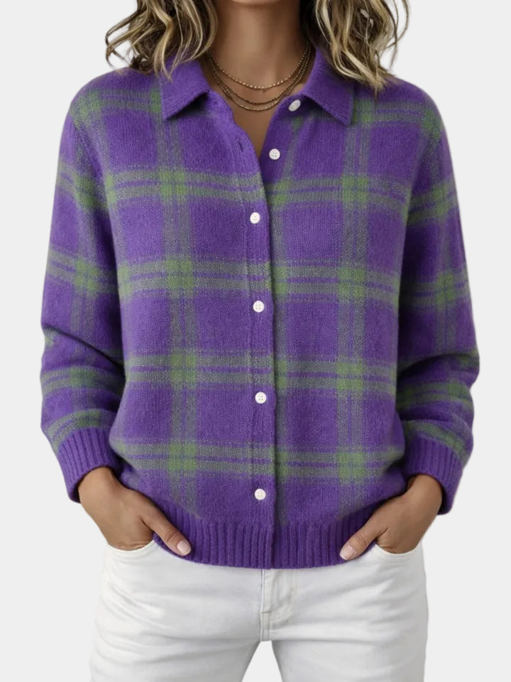 Elodie Plaid Knit Cardigan
